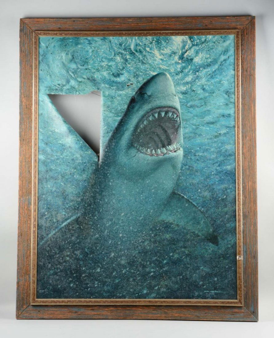 Oil on Canvas of Shark in Water. (1 of 3)
