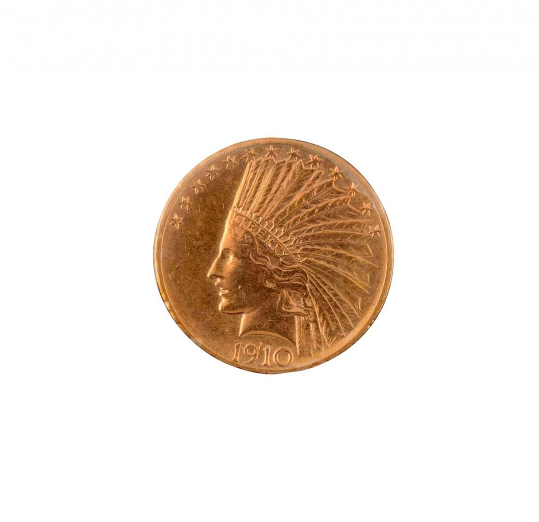 1910 S $10 Gold Indian Coin. (1 of 4)