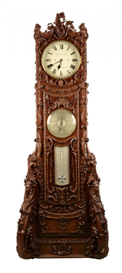 Oak Grained Painted Tall Case Organ Clock. (1 of 7)