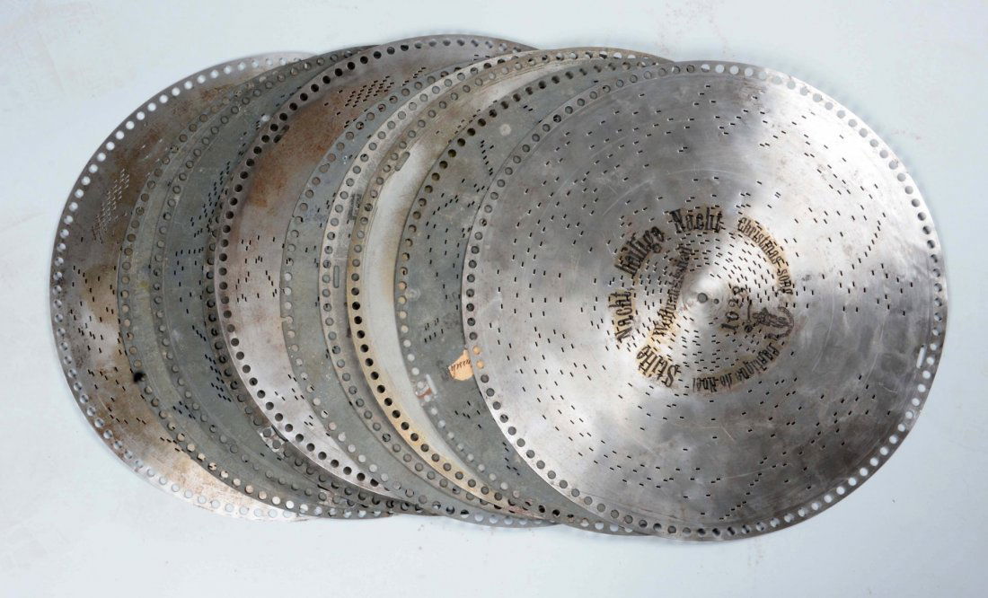 Lot of 10: Polyphon Zinc & Steel Music Box Discs. (1 of 1)