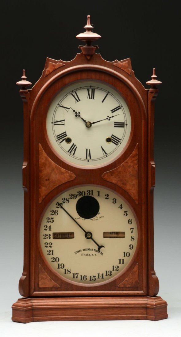 Ithaca Farmers Double Dial Calendar Clock. (1 of 5)