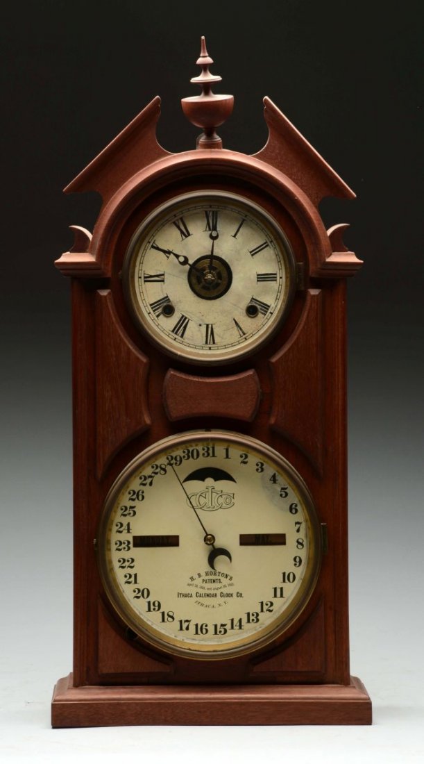 Ithaca Farmers Double Dial Calendar Clock w/Alarm. (1 of 6)