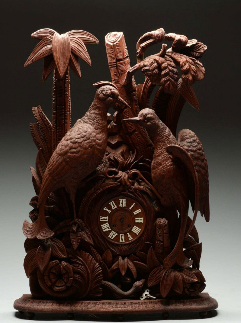 Black Forest Carved Birds Shelf Clock. (1 of 4)