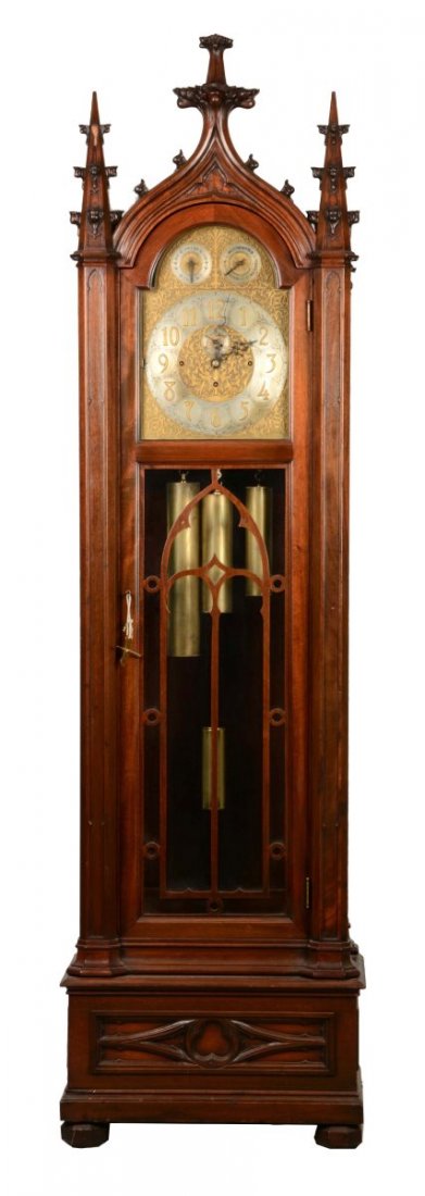 Gothic Carved Tall Case 8-Day Clock. (1 of 5)