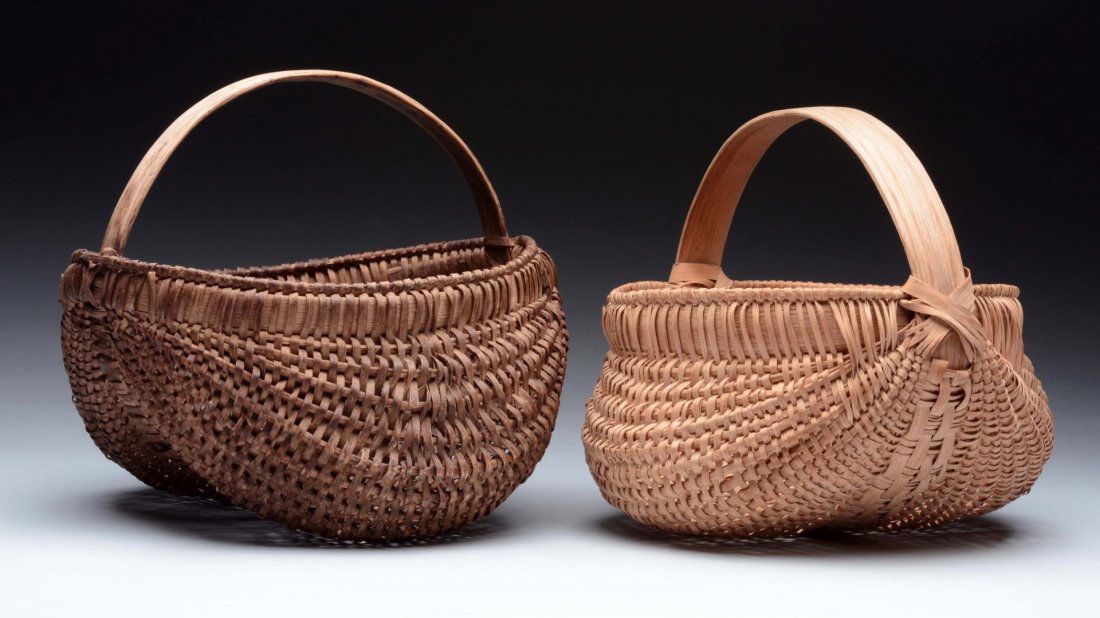 Lot of 2: Hand Woven Gathering Wicker Baskets. (1 of 1)