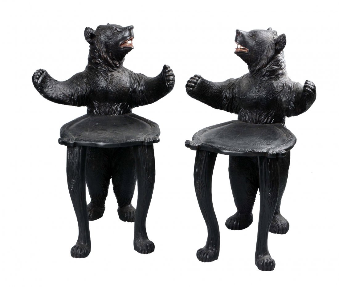Pair Of Black Forest Decorative Chairs. (1 of 2)