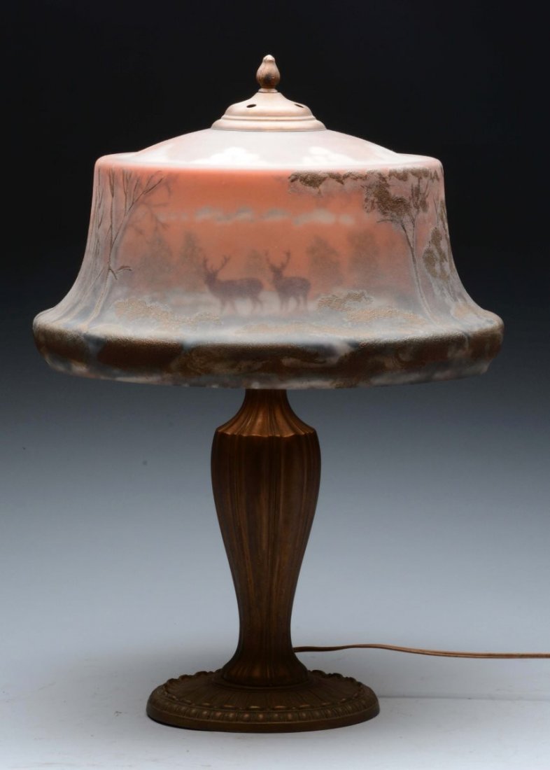 Reverse Painted Dome Shade Table Lamp. (1 of 3)