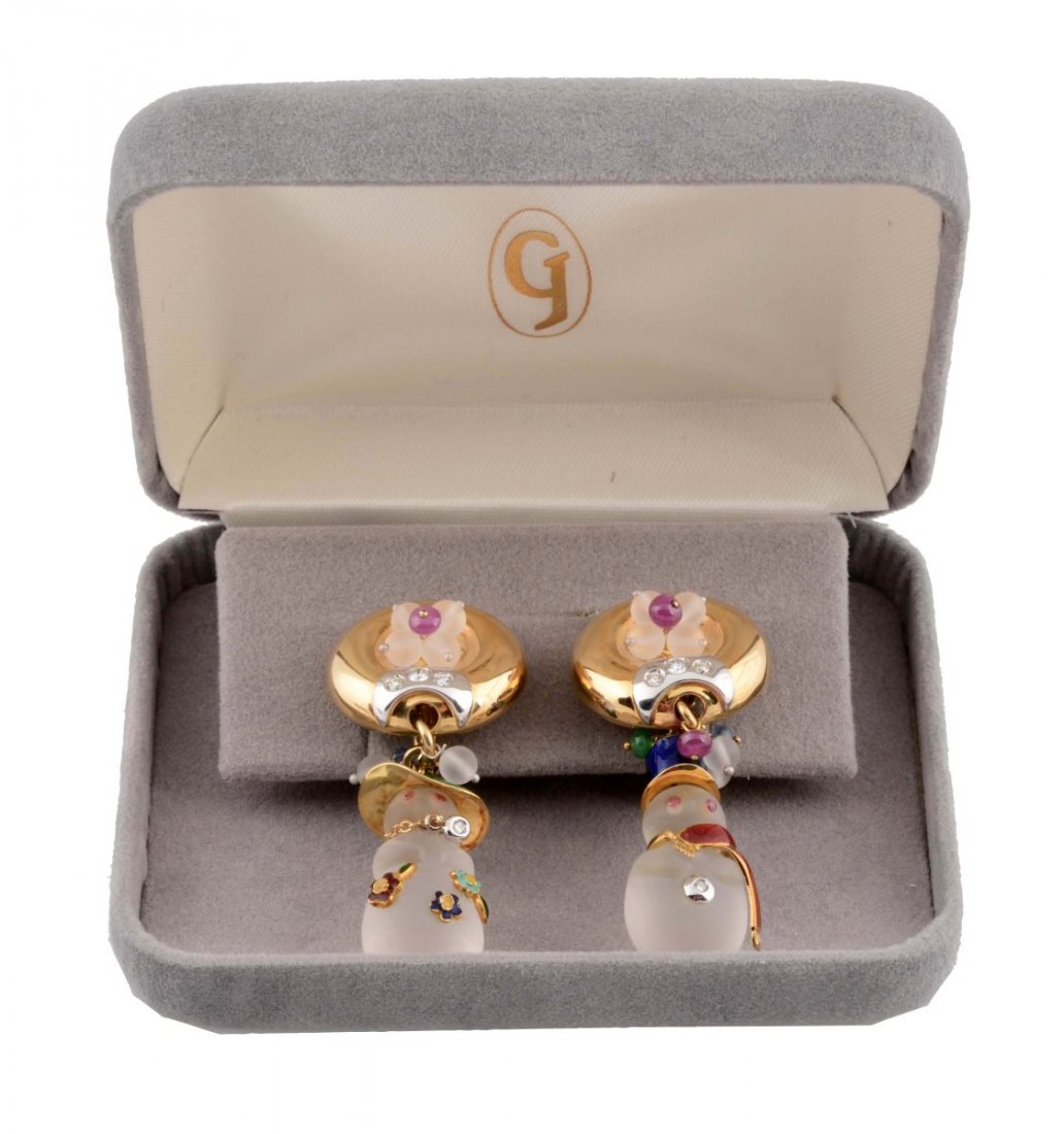 Pair of Snowman & Woman Clip Earrings. (1 of 2)