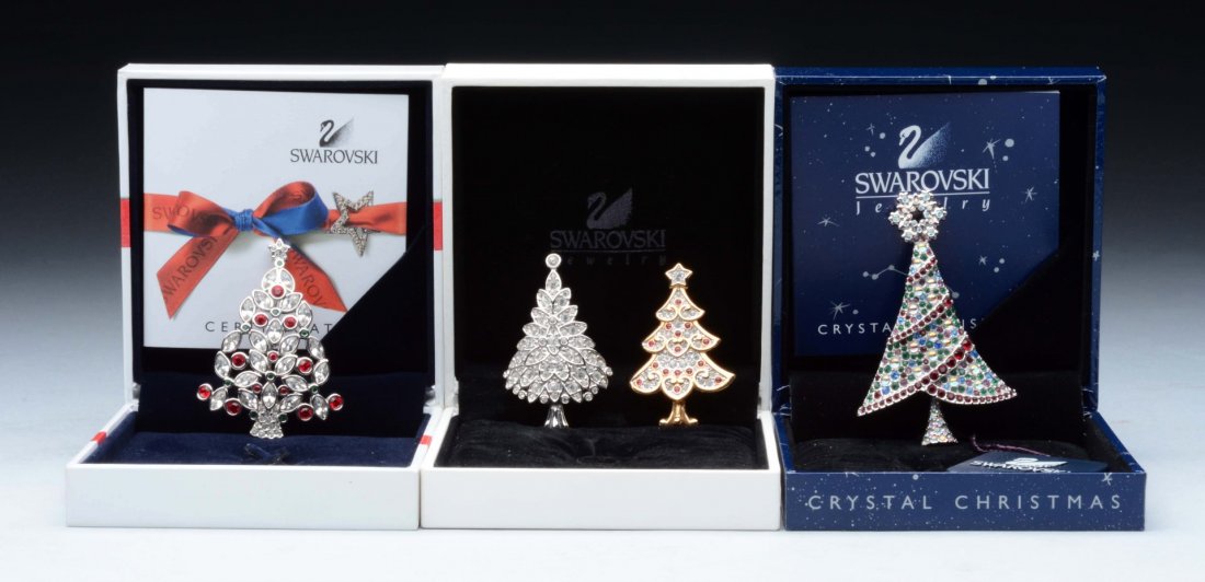 Lot of 4: Swarovski Christmas Tree Pins (1 of 1)