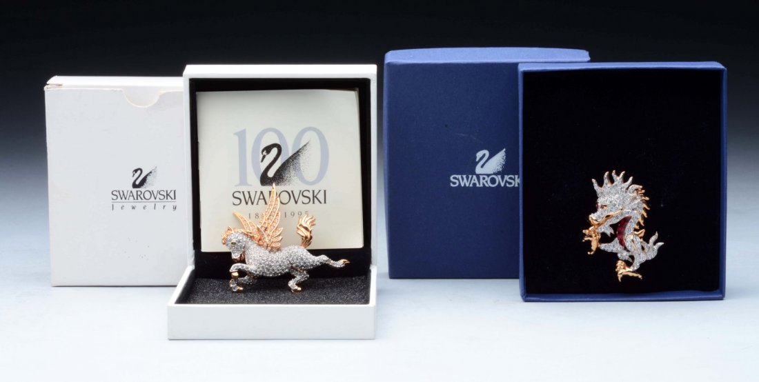 Lot of 2: Swarovski Pegasus & Dragon Brooches. (1 of 1)