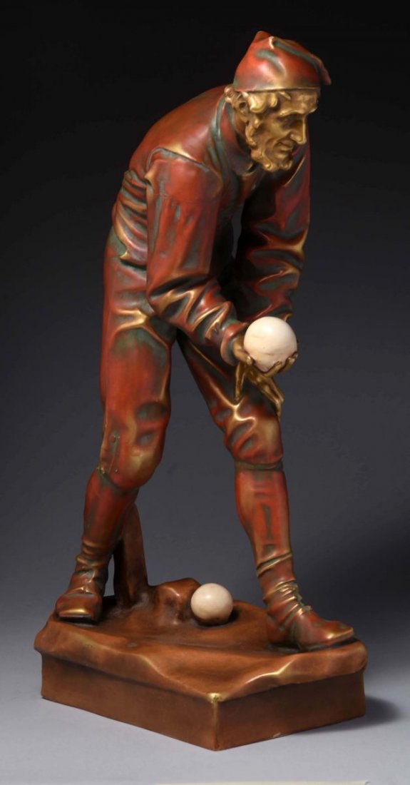 Amphora Ceramic Figure of Bearded Man Bowling. (1 of 3)