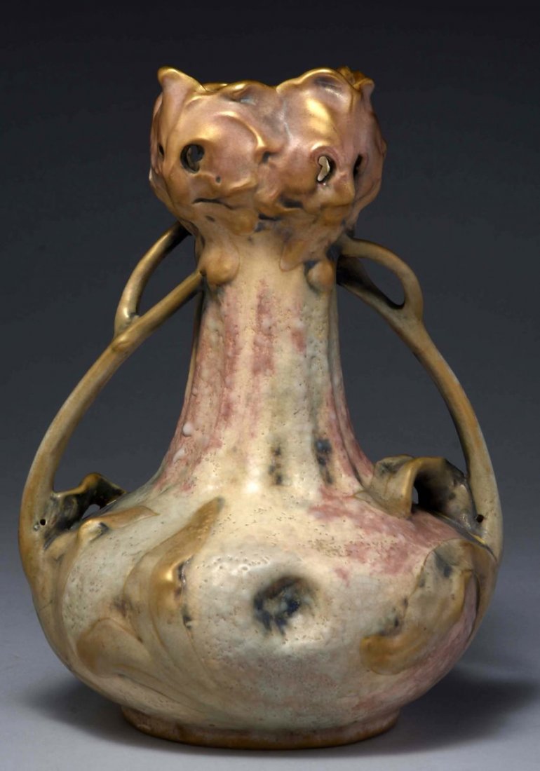 Amphora Ceramic 2-Handled Thistle Vase. (1 of 3)