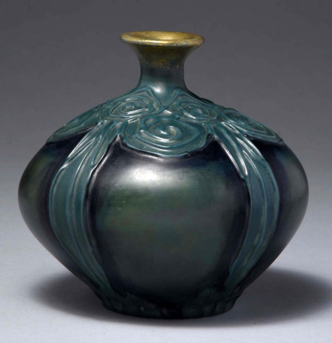 Amphora Ceramic Vase w/ Applied Stylized Trees. (1 of 3)