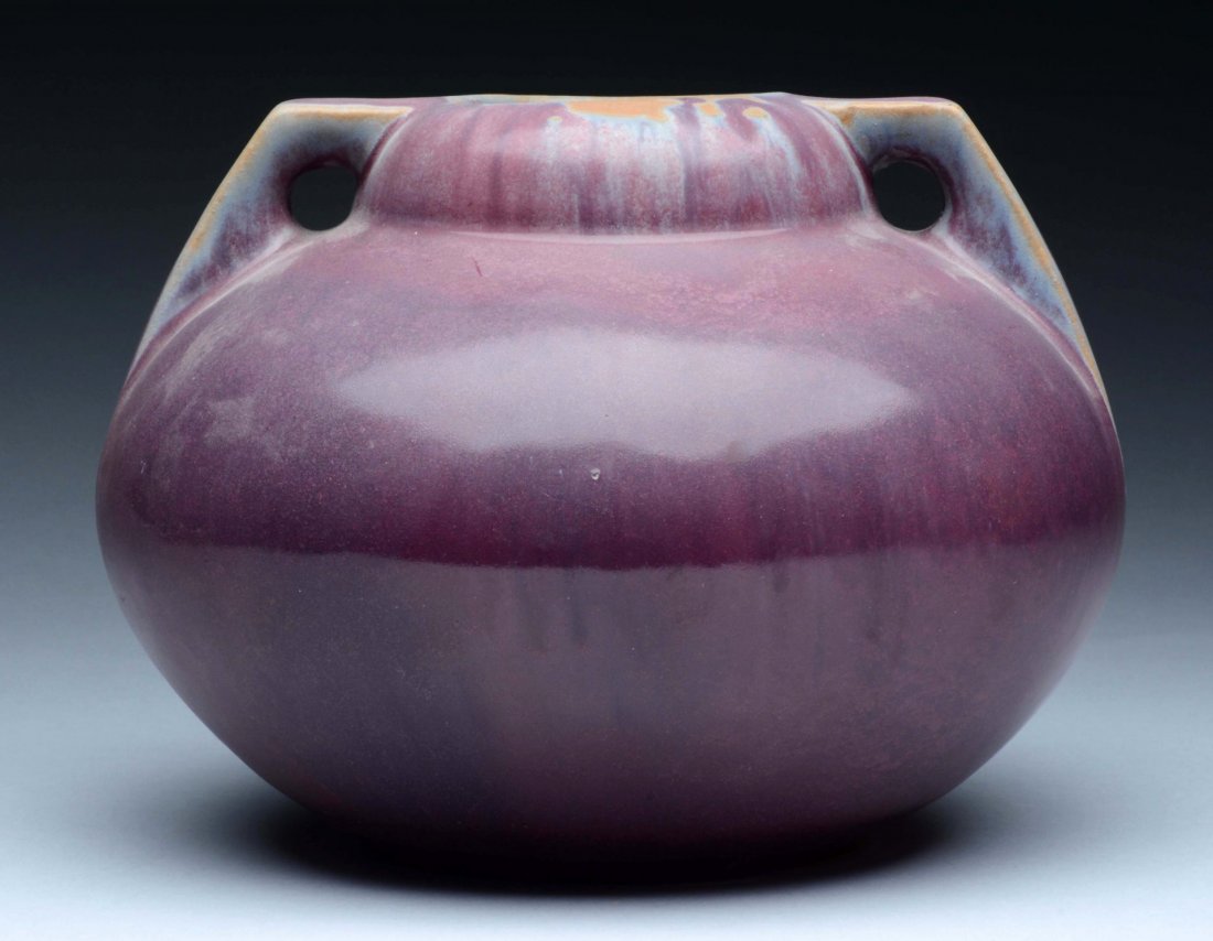 Fulper Purple Double Handled Vase. (1 of 4)