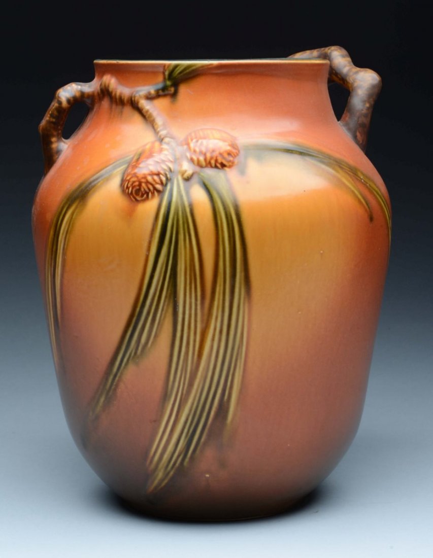 Brown Pinecone Roseville Vase. (1 of 4)