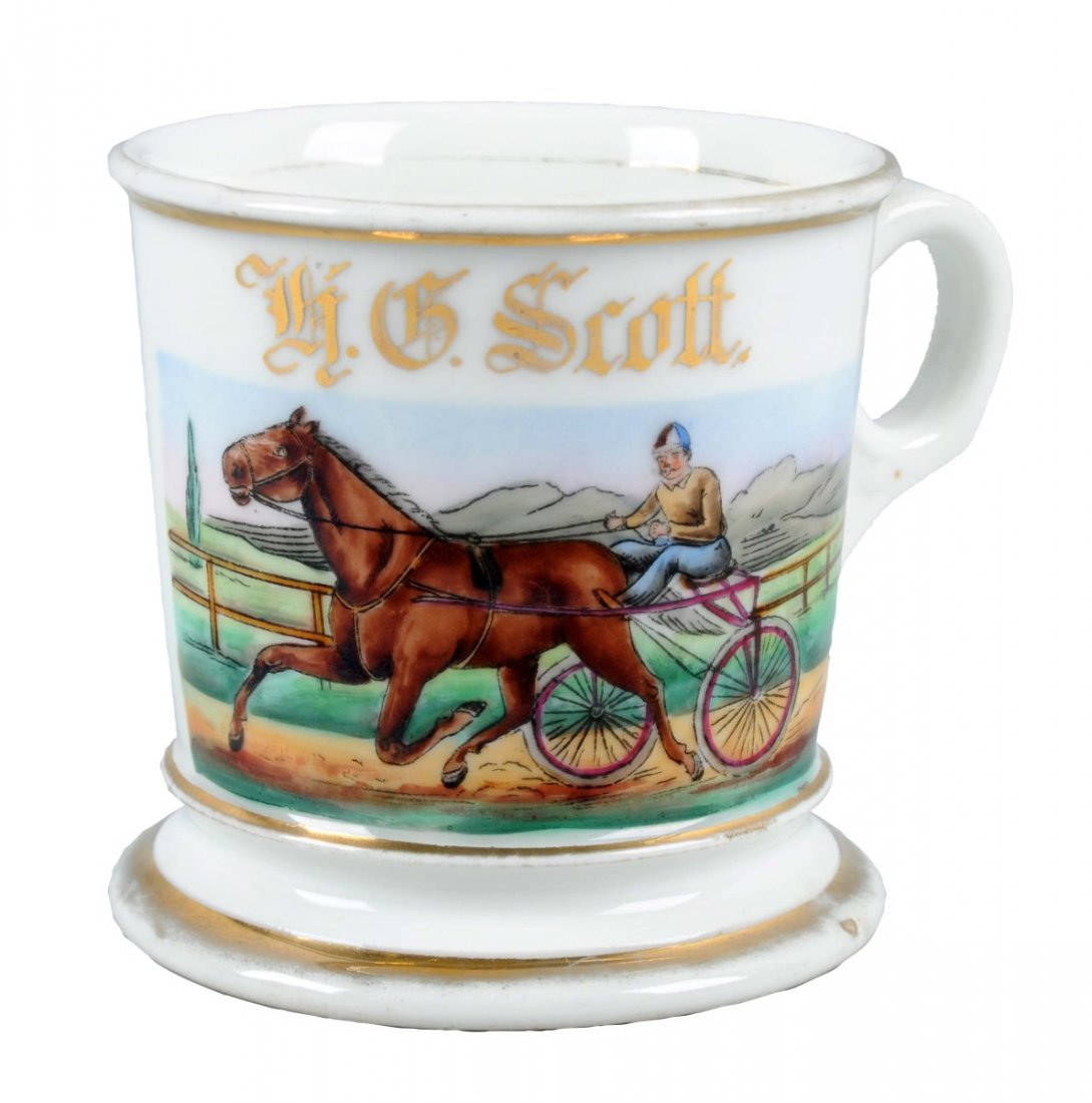 Early H. S. Scott Sulky Racing Shaving Mug. (1 of 3)