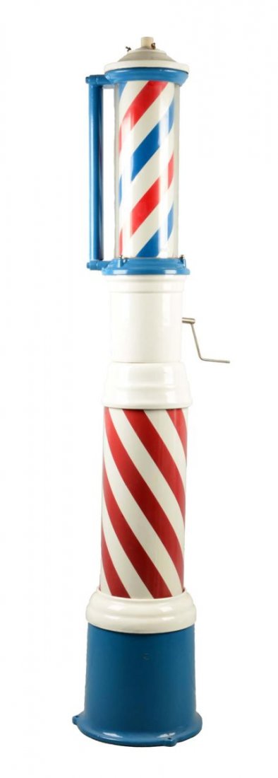 Large Porcelain Stand-Up Barber Pole. (1 of 1)