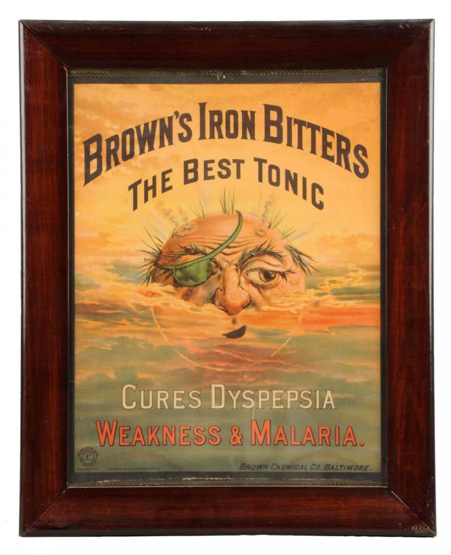 Brown's Iron Bitters Lithograph Advertising Sign. (1 of 1)