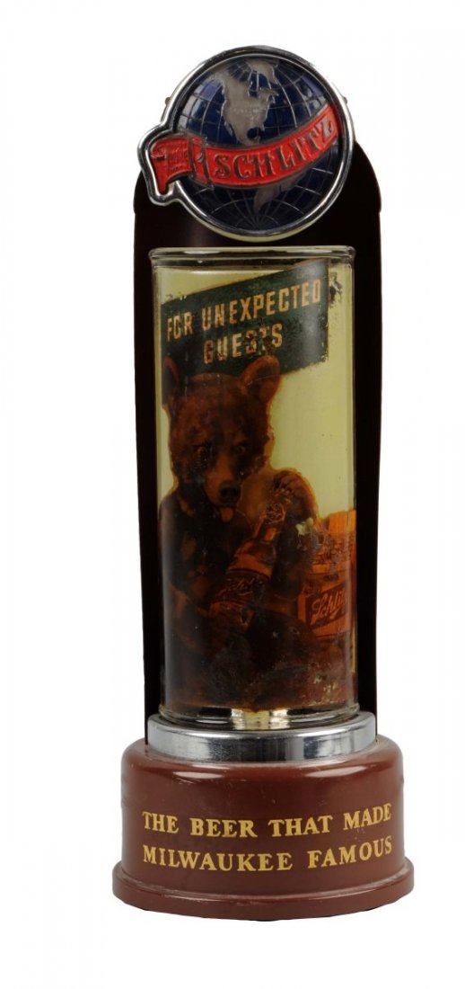 Schlitz Beer Reverse Glass Bear Cub Light Up Sign. (1 of 2)