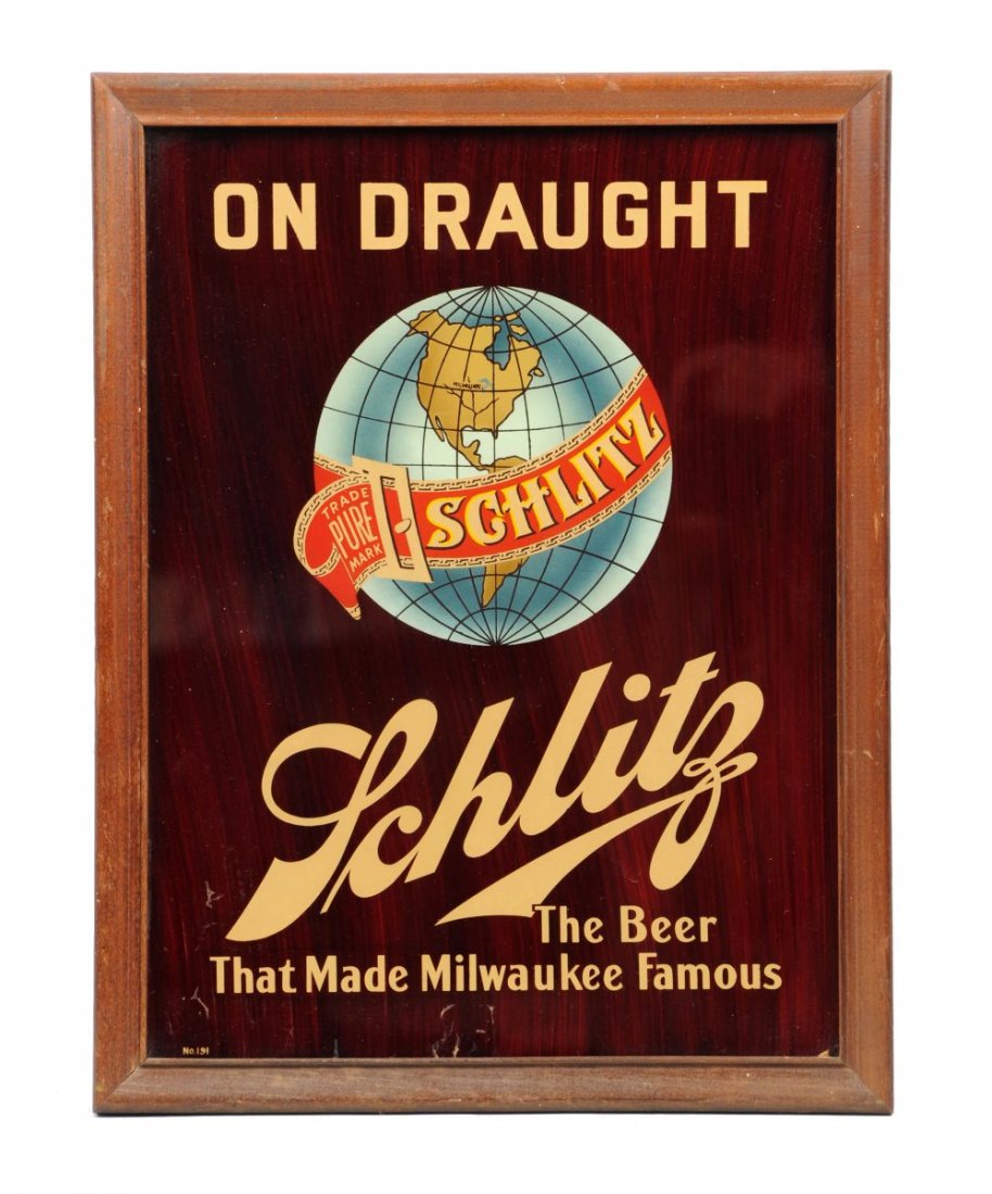 Schiltz Beer Reverse Glass Globe Logo Sign. (1 of 1)