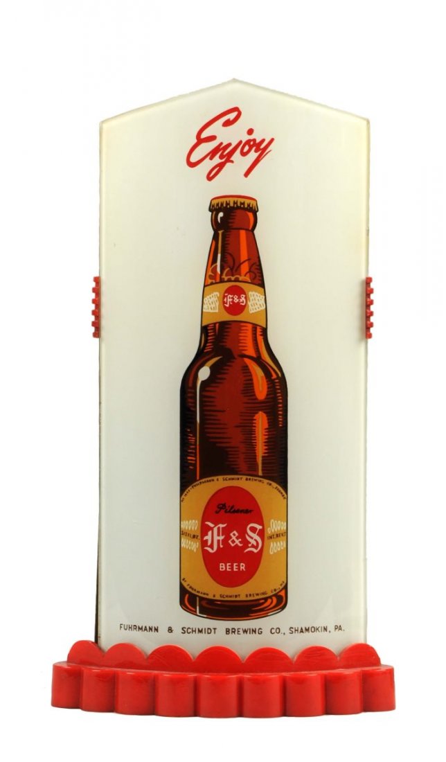 F&S Pilsner Reverse Glass Bullet Light Up Sign. (1 of 2)