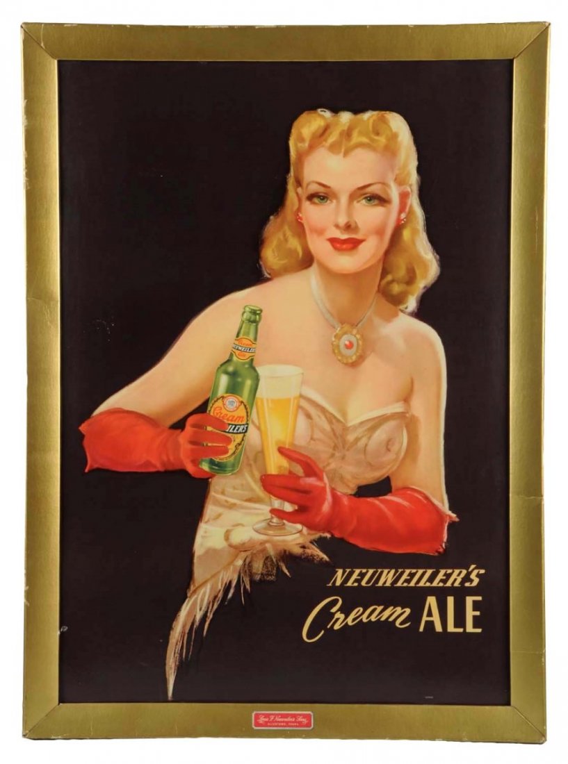 Neuweiler's Cream Ale Cardboard Advertising Sign. (1 of 1)