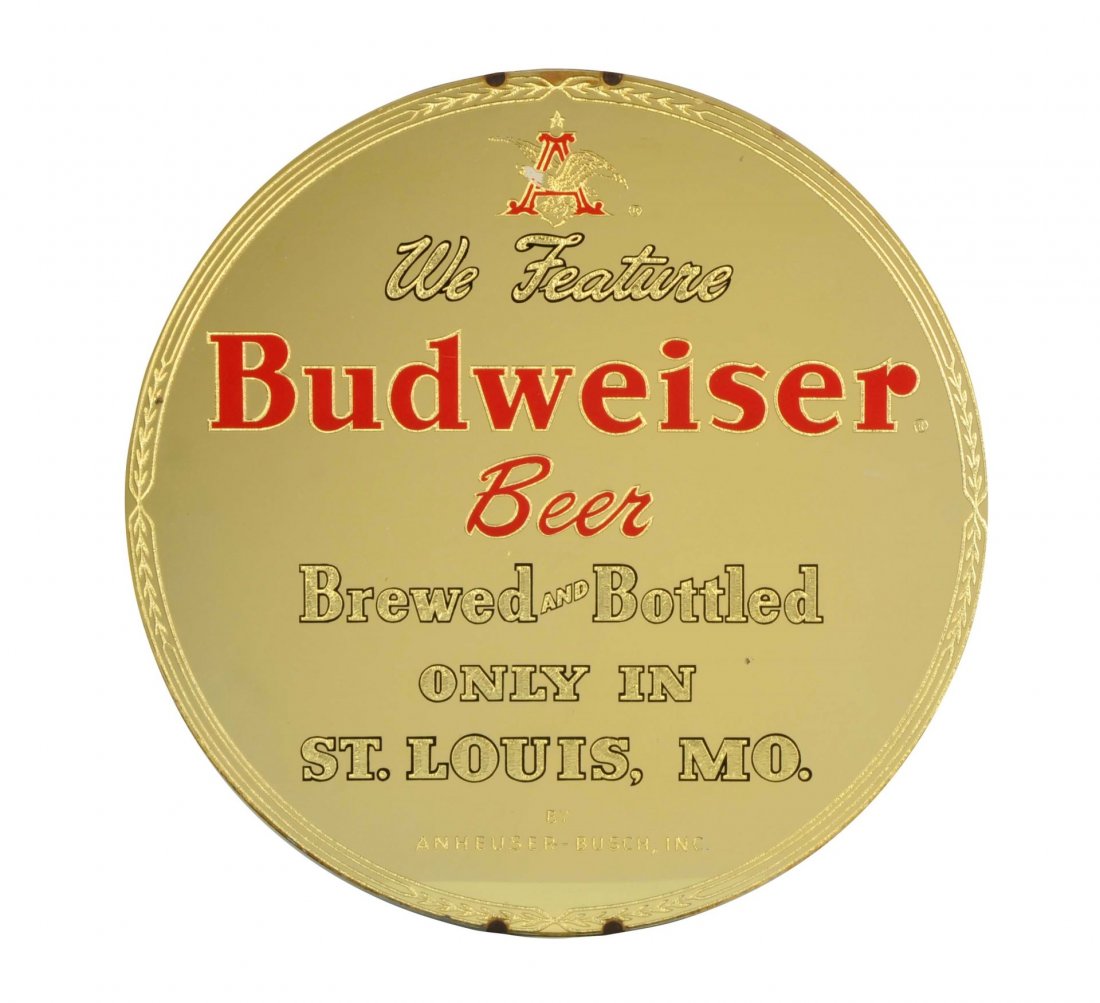 Budweiser Beer Mirrored Sign. (1 of 1)