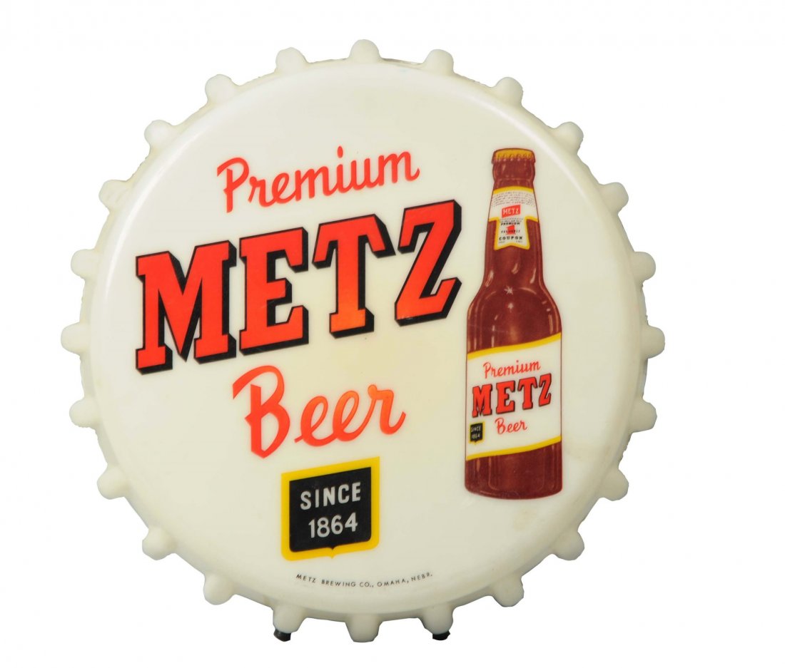 Metz Beer Bottle Cap Light-Up Sign. (1 of 1)
