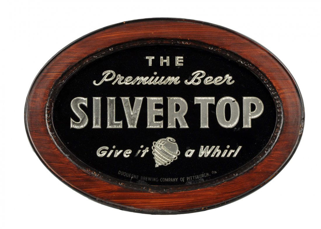 Duquesne Silver Top Beer Reverse Glass Oval Sign. (1 of 1)