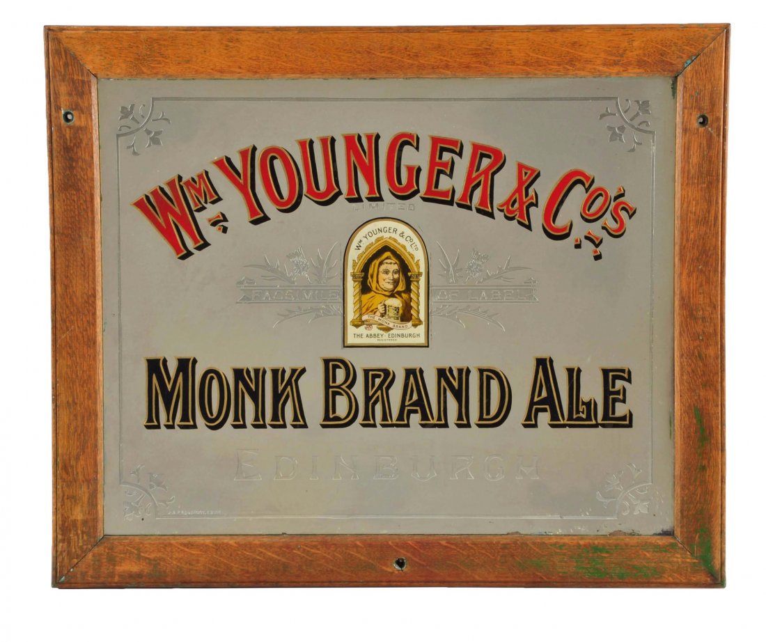 Wm. Younger's Monk Brand Ale Reverse Glass Sign. (1 of 1)
