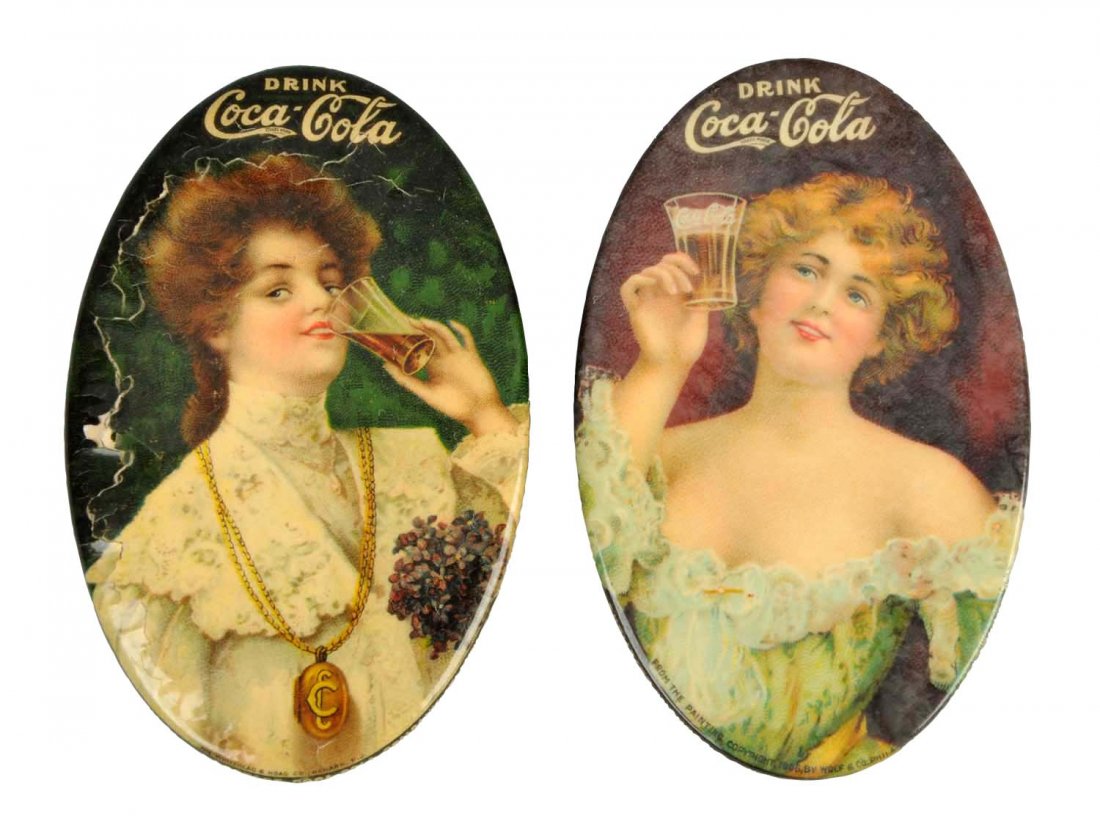 Lot of 2: 1906 & 1907 Coca Cola Pocket Mirrors. (1 of 2)