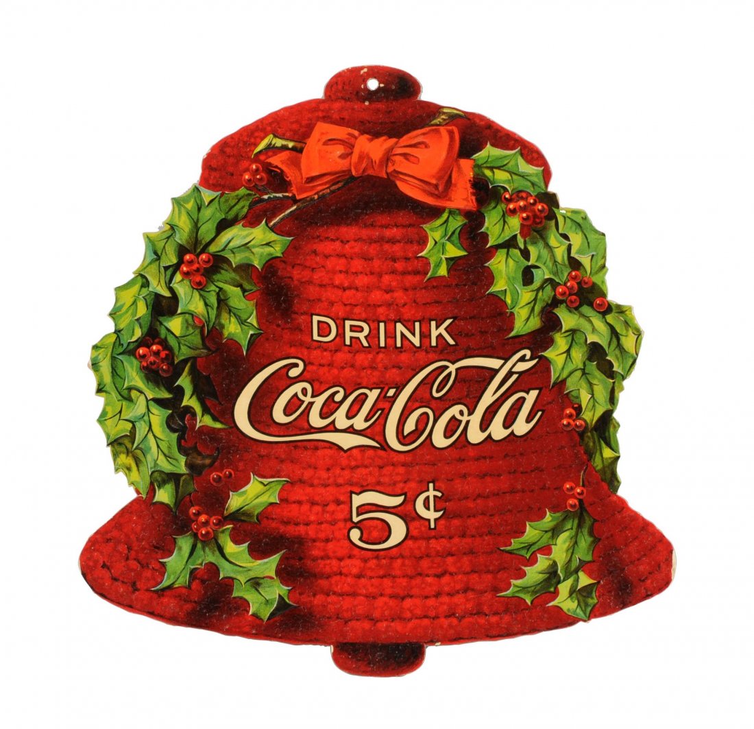 Coca-Cola Cardboard Christmas Diecut Bell. (1 of 1)