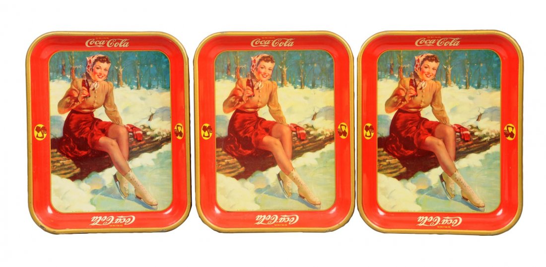 Lot of 3: 1941 Coca - Cola Advertising Trays. (1 of 1)