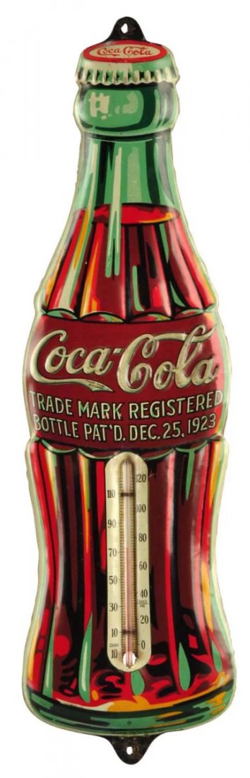 1930 Coca - Cola Embossed Tin Thermometer. (1 of 3)