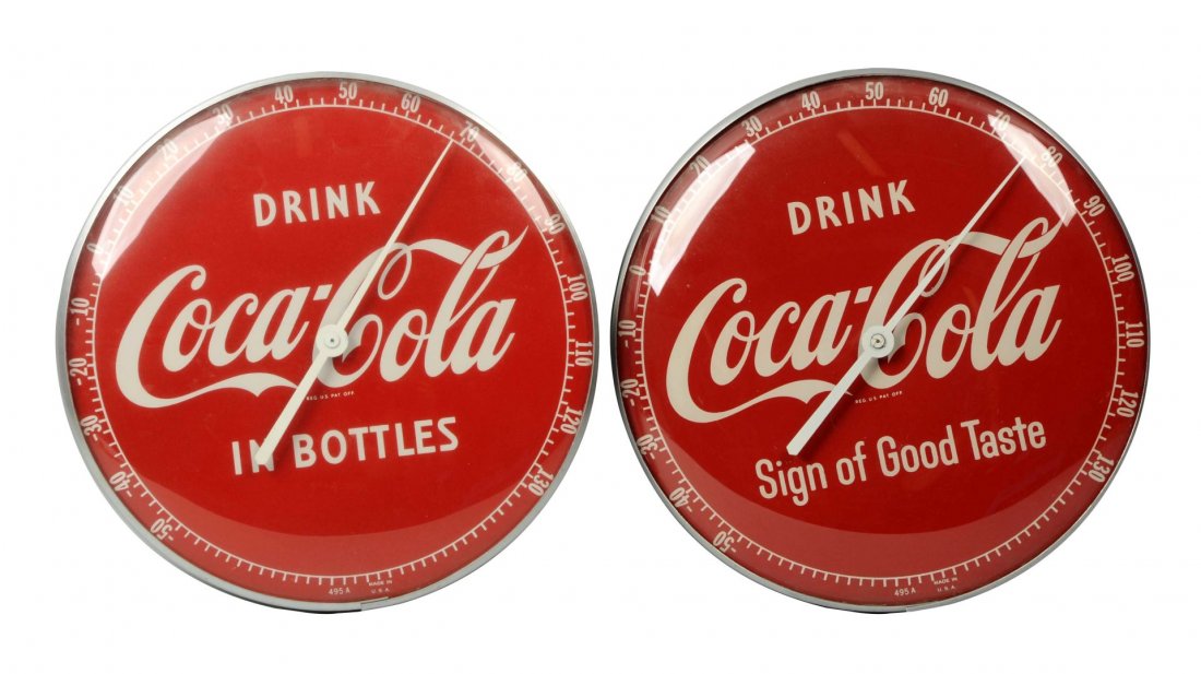 Lot of 2: 1950s Coca-Cola Thermometers. (1 of 1)