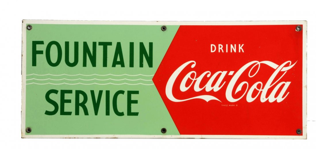 1950's Coca-Cola Porcelain Fountain Service Sign. (1 of 1)