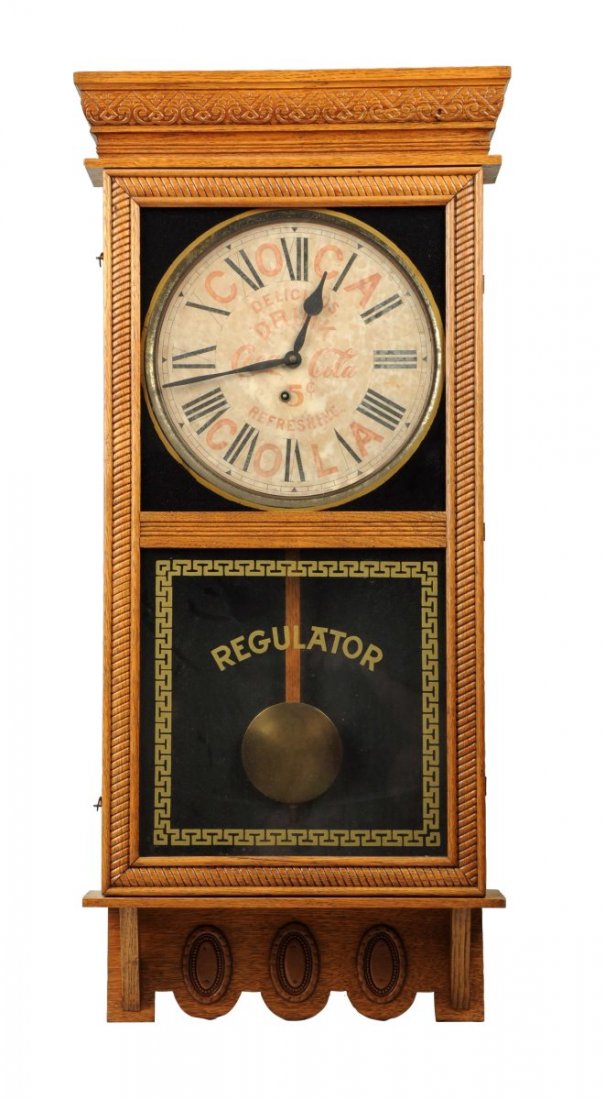 Early Ingraham Coca-Cola Regulator Clock. (1 of 2)