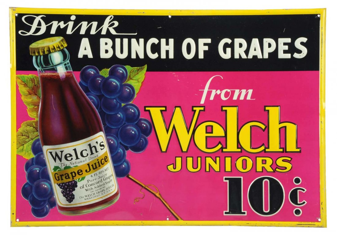 Welch’s Grape Juice Embossed Tin Advertising Sign. (1 of 1)