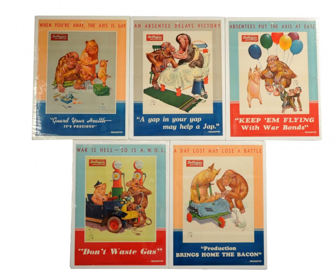 Lot Of 5: 1940's Dr Pepper Advertising Posters. (1 of 1)