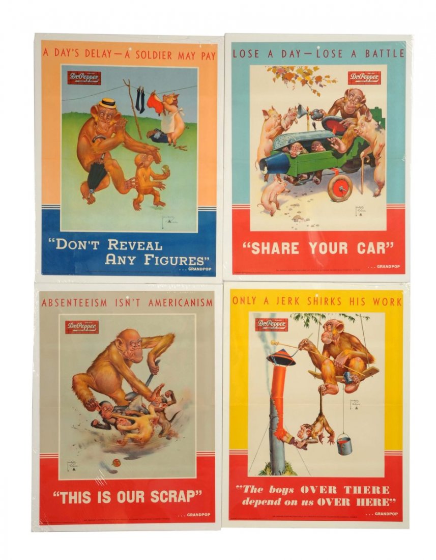 Lot Of 4: 1940's Dr Pepper Advertising Posters. (1 of 1)