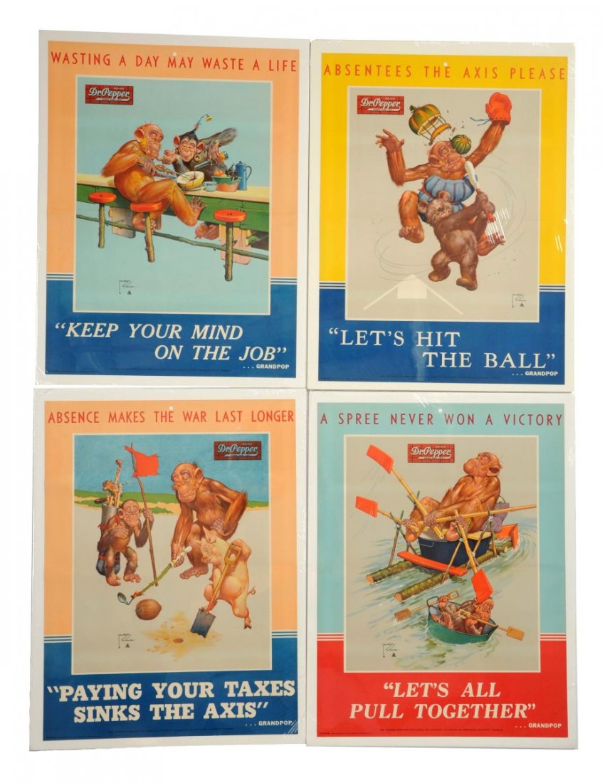 Lot Of 4: 1940's Dr Pepper Advertising Posters. (1 of 1)