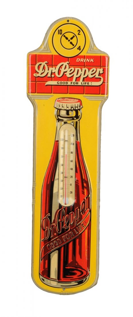 1930's Dr Pepper Tin Advertising Thermometer. (1 of 1)