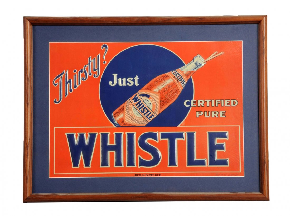 1920's Embossed Tin Whistle Soda Sign. (1 of 1)