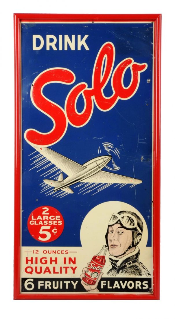 Drink Solo Soda Embossed Tin Advertising Sign. (1 of 1)
