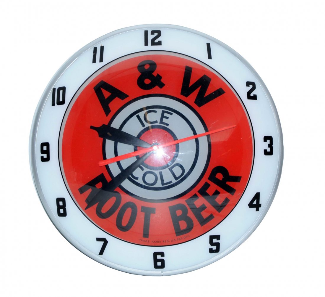 A&W Root Beer Double Bubble Advertising Clock. (1 of 1)