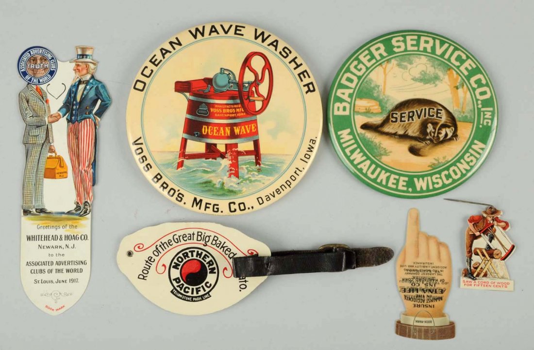 Lot of 6: Pinbacks & Bookmarks. (1 of 1)