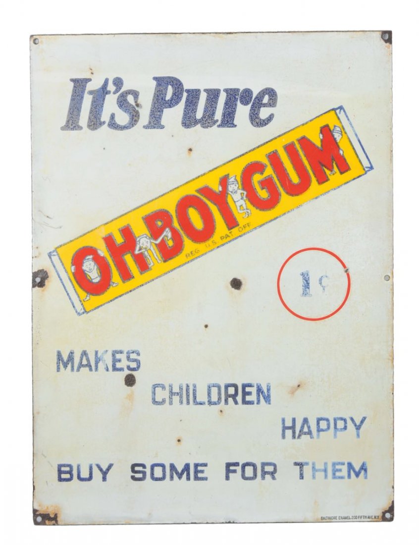 Oh Boy Gum Porcelain Advertising Sign. (1 of 1)