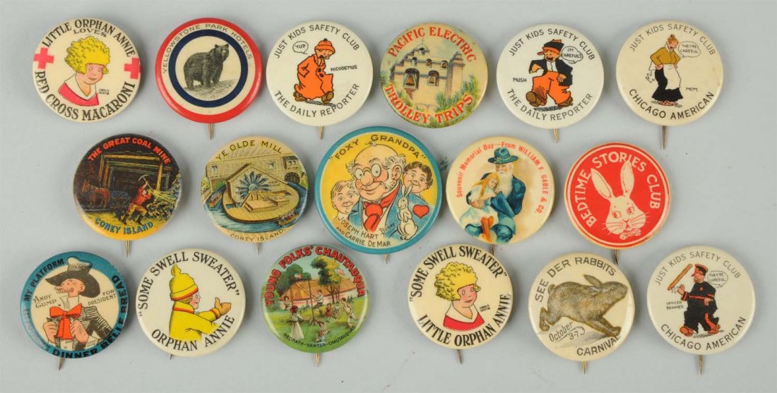 Lot of 17: Assorted Celluloid Advertising Pinbacks (1 of 1)