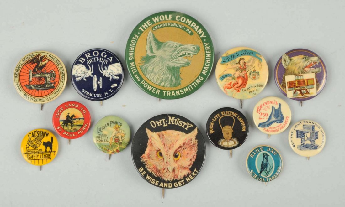 Lot of 13: Assorted Celluloid Pinbacks. (1 of 1)