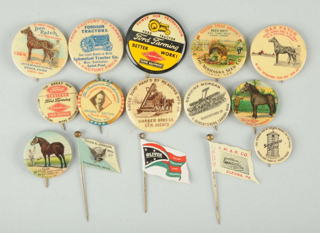 Lot of 15: Agriculture Related Celluloid Pinbacks. (1 of 1)